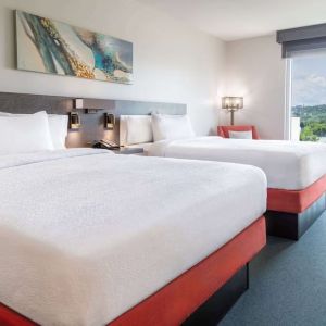 Bright and spacious day use twin room at the Hilton Garden Inn Fredericton.