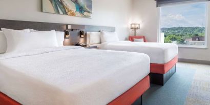 Bright and spacious day use twin room at the Hilton Garden Inn Fredericton.