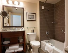 Guest bathroom with shower and tub at Fairmont Winnipeg.