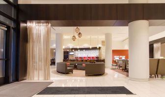 Reception area perfect for coworking at Hilton Albany.
