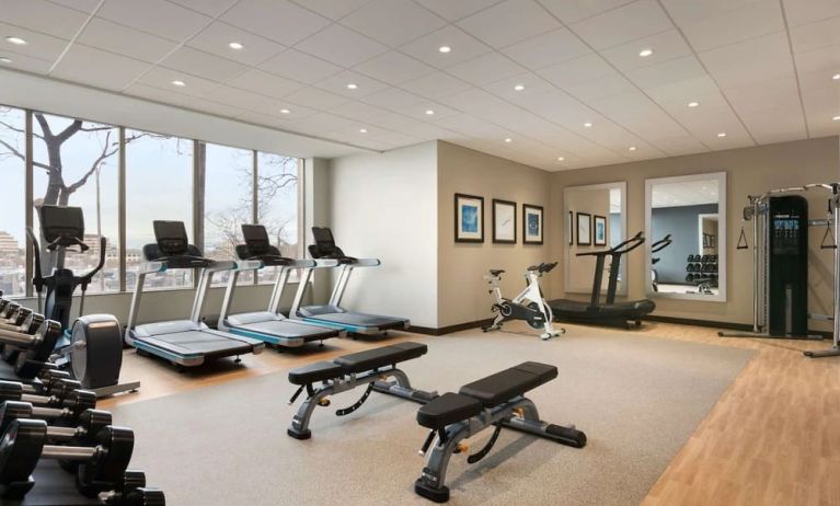 Fully equipped fitness center at the Embassy Suites By Hilton Toronto Airport.