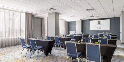 Bright and spacious professional meeting room at the Embassy Suites By Hilton Toronto Airport.