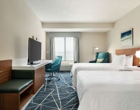 Day use twin room with TV, work desk and private bathroom at the Hilton Garden Inn Kitchener/Cambridge.