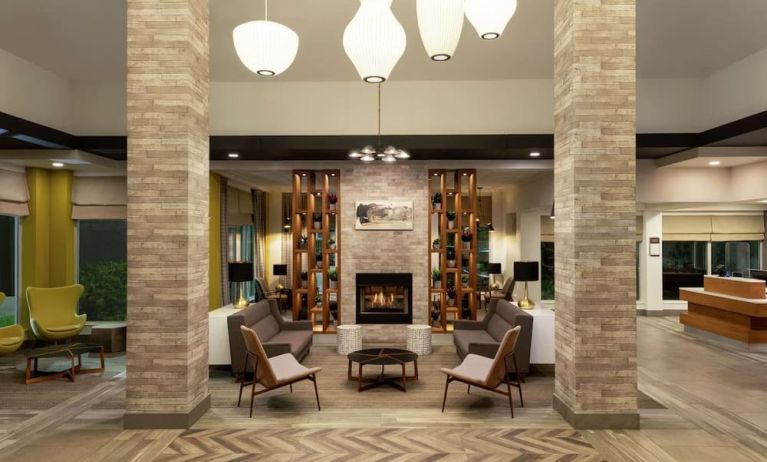 Hotel lobby with comfortable seating perfect for co-working at the Hilton Garden Inn Kitchener/Cambridge.