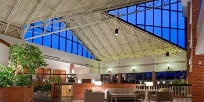 Hotel lobby at the Holiday Inn Oakville Centre.