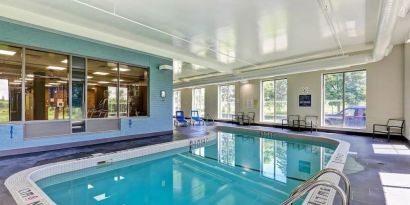 Relaxing indoor pool at the Four Points By Sheraton St Catharines Niagara Suites.