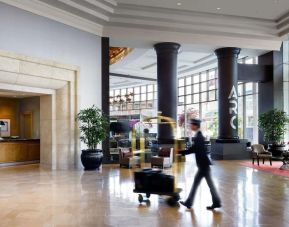 Hotel lobby with lounge area perfect for co-working at the Fairmont Waterfront.