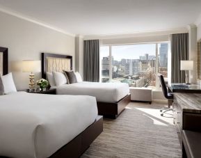 Day use twin room with TV, work desk and private bathroom at the Fairmont Waterfront.