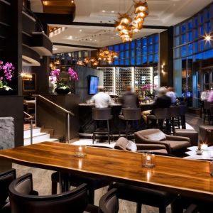 Dining area perfect for co-working at the Fairmont Waterfront.