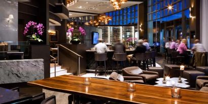 Dining area perfect for co-working at the Fairmont Waterfront.