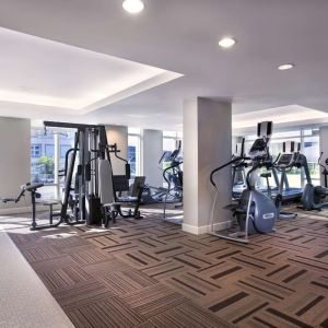 Fully equipped fitness center at the Fairmont Waterfront.