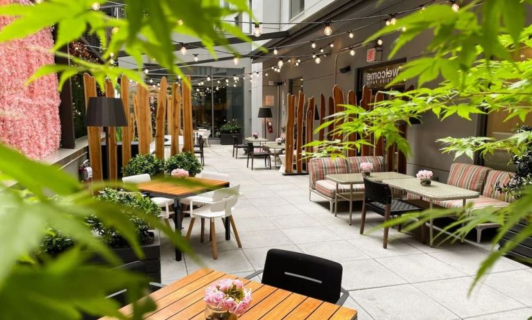 Veranda with ample seats at Innside By Melia New York Nomad.