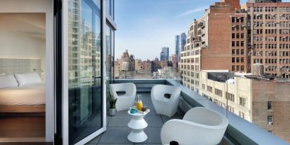 Balcony from a day use room at Innside By Melia New York Nomad.