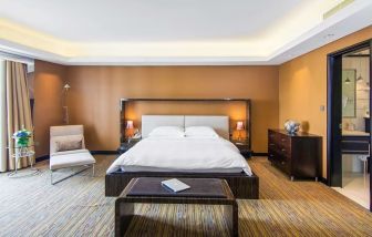 Spacious day use room with natural light at Radisson Blu Hotel Dubai Media City.