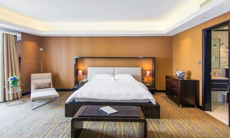 Spacious day use room with natural light at Radisson Blu Hotel Dubai Media City.