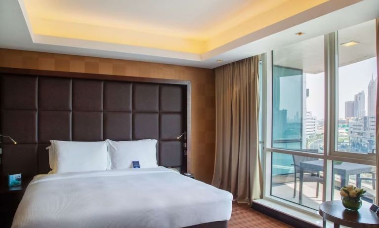 Day use room with balcony at Radisson Blu Hotel Dubai Media City.