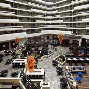 Dining area perfect for coworking at Embassy Suites By Hilton LAX Airport North.