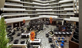 Dining area perfect for coworking at Embassy Suites By Hilton LAX Airport North.