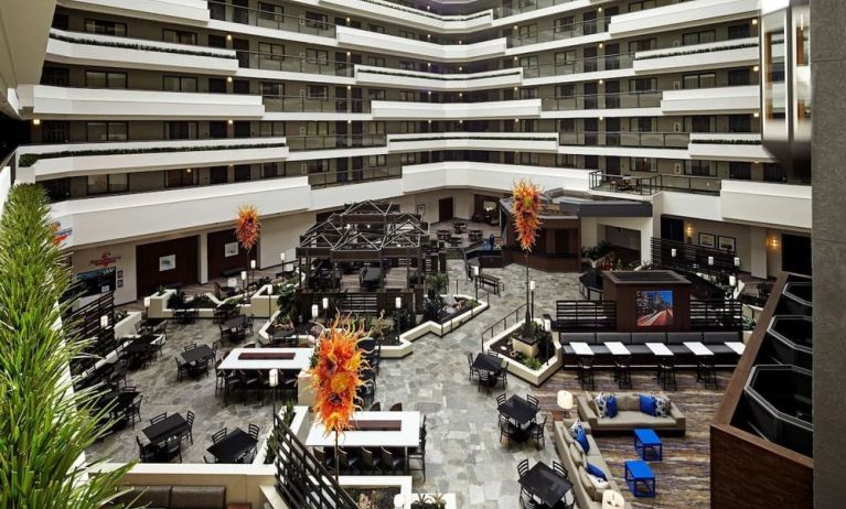 Dining area perfect for coworking at Embassy Suites By Hilton LAX Airport North.