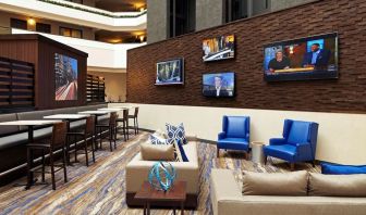 Lobby and coworking lounge at Embassy Suites By Hilton LAX Airport North.