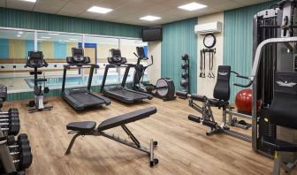 Fully equipped fitness center at Staybridge Suites Oakville-Burlington.