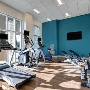 Fully equipped fitness center at Holiday Inn Express Kingston West.