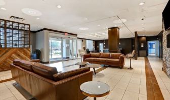 Hotel lobby with lounge seating at Four Points By Sheraton Toronto Mississauga.