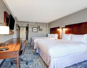 Day use twin room with TV, work desk and private bathroom at Four Points By Sheraton Toronto Mississauga.