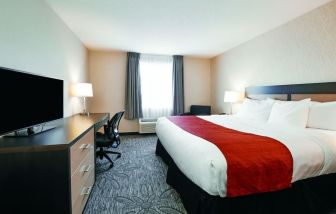 Day use room with TV, sofa, work desk and private bathroom at Quality Inn & Suites Kingston.