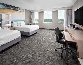 Bright and spacious day use twin room with TV, work desk and private bathroom at Courtyard By Marriott Edmonton Downtown.