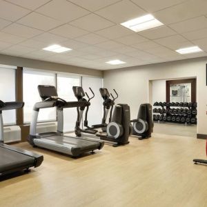 Fully equipped fitness center at DoubleTree By Hilton Hotel Toronto Airport West.