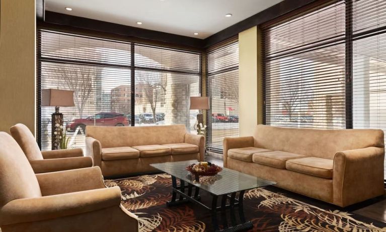 Hotel lobby with comfortable seating at Days Inn Edmonton Downtown.