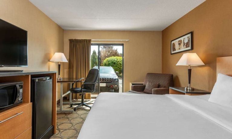 Day use room with TV, sofa, mini bar, microwave and private bathroom at Comfort Inn Thetford Mines.