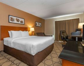 Standard day use room with TV, work desk, sofa and private bathroom at Comfort Inn Simcoe.