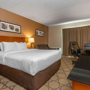 Standard day use room with TV, work desk, sofa and private bathroom at Comfort Inn Simcoe.