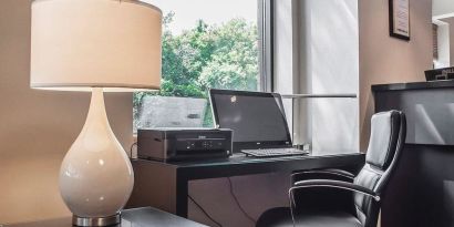 Business center with computer and printer  at Comfort Inn Simcoe.