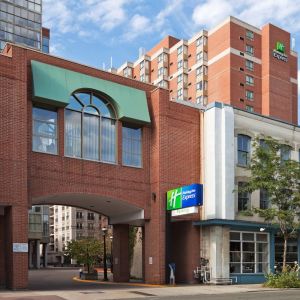 Hotel entrance at Holiday Inn Express Toronto Downtown.