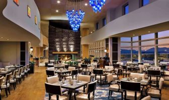 Hotel restaurant with comfortable sitting at Fairmont Vancouver Airport - YVR Terminal Hotel.