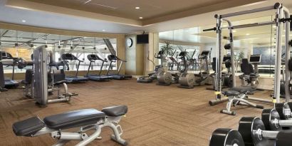 Fully equipped fitness center at Fairmont Vancouver Airport - YVR Terminal Hotel.