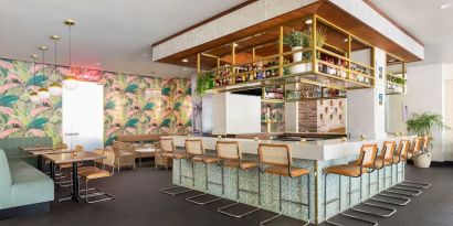 Hotel bar perfect for coworking at YVE Hotel Miami.