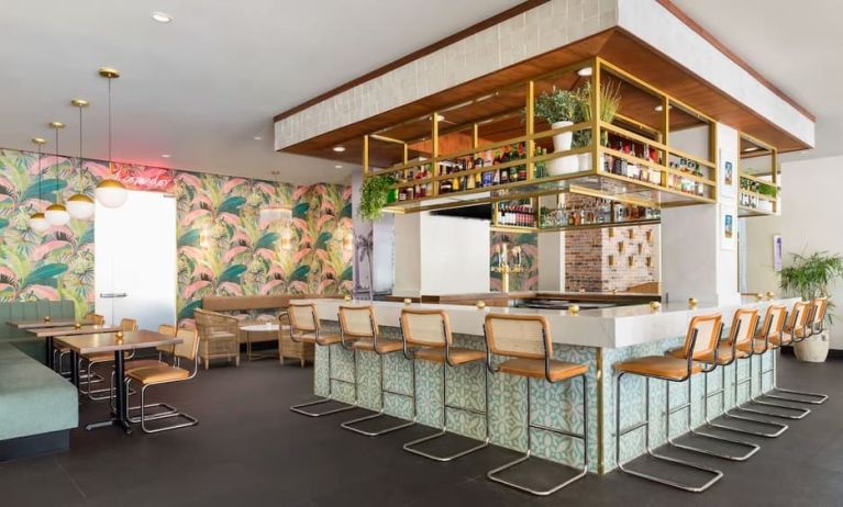 Hotel bar perfect for coworking at YVE Hotel Miami.