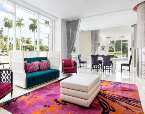 Lobby and coworking lounge at YVE Hotel Miami.