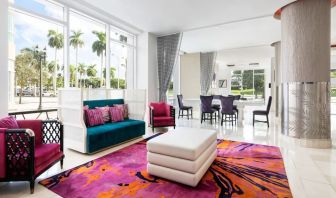 Lobby and coworking lounge at YVE Hotel Miami.