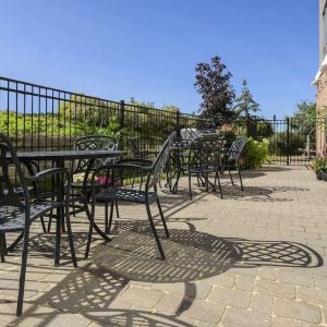 Outdoor patio at Holiday Inn Express & Suites North Bay.