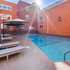 Refreshing outdoor pool at The Live Hotel.