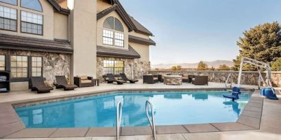 Refreshing outdoor pool at Radisson Hotel Salt Lake City Airport.