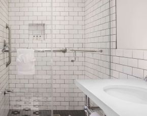 Guest bathroom with shower at Hollywood Hotel.