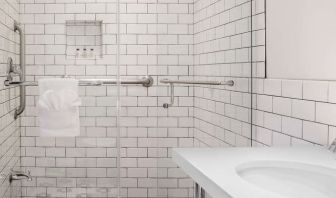 Guest bathroom with shower at Hollywood Hotel.