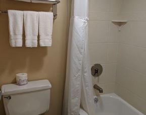 Guest bathroom with shower and tub at Best Western Braintree.