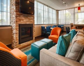 Lobby and coworking lounge at Best Western Hartford Hotel & Suites.